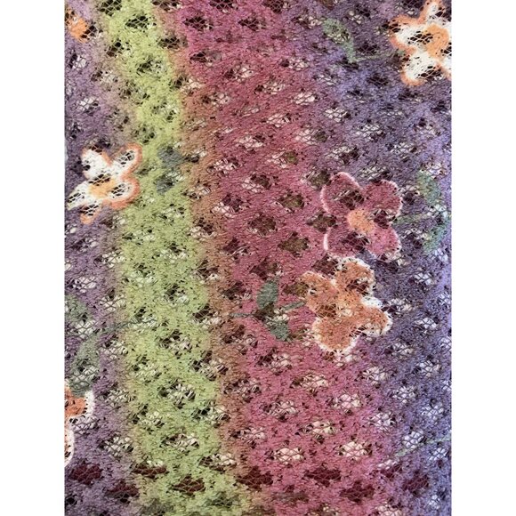 Open Knit Cardigan Women’s Medium Short Sleeve Coverup With Hood Floral Crochet - Picture 5 of 8